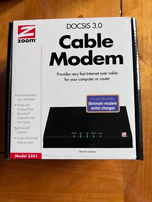 Zoom Model 5341 343 Mbps DOCSIS 3.0 Cable Modem works with Windows Mac & routers - Image 1 of 3