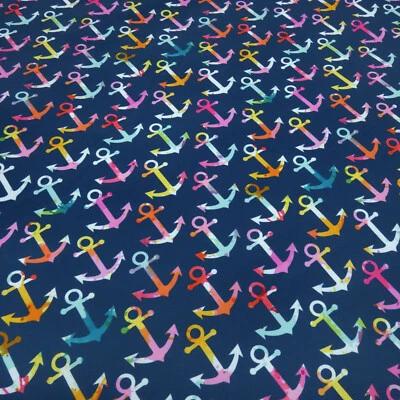 Stoff Softshell Anker maritim blau multicolor Jackenstoff Mantelstoff Kinderstof - Bild 1 von 4