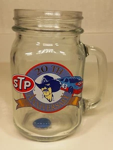 Rare VTG NASCAR Richard Petty STP 20th Ann Hunter Mfg Mason Jar Glass Mug 16oz - Picture 1 of 11