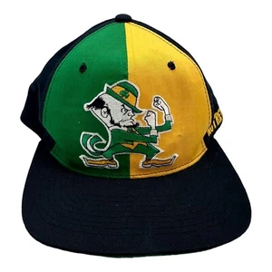 Vintage Starter Notre Dame Pinwheel Hat Cap Snapback Green Yellow NCAA Football - Picture 1 of 9