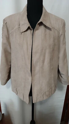 Chaqueta tipo cremallera Christopher Banks para mujer aspecto cuero tostado sin broches ni cremallera talla S-M Foto 1 de 4