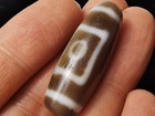 RARE Antique Tibetan pure Dzi with double circles and double squares