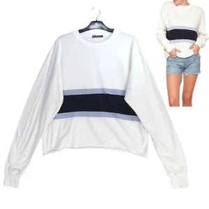 Brandy Melville T Shirt Long Sleeve White Top Cropped 100% Cotton One Size - Picture 1 of 19