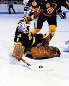 NHL Boston Bruins Goalie Gilles Gilbert gioco azione colore 8 x 10 foto immagine - Foto 1 di 1