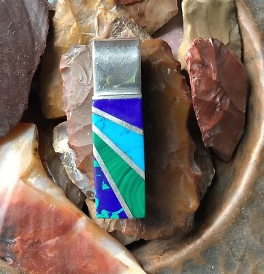 Gemstone Inlay Sterling Money Clip - Image 1 of 4
