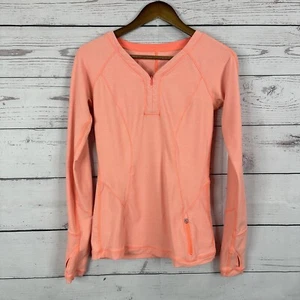 Lululemon Shirt Top Womens 4 Orange Love Some Run Rulu Thumbholes Long Sleeve - Picture 1 of 11