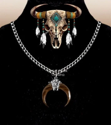 Half-Moon Necklace Men's Jewelry Stainless Steel Chain - Unisex Dad Son Brother' - Image 1 of 4