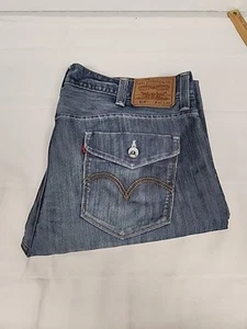 Levi's 514 Jeans Men's 40x32 Blue Slim Straight Leg Faux Flap Pockets Grunge - Picture 1 of 9