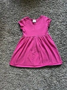 💖 Hanna Andersson Solid Pink 100% Cotton Sz 130 US 8 Short Sleeve Girl’s Dress - Picture 1 of 7