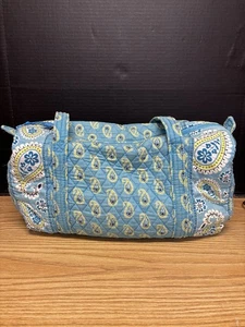 Vintage Vera Bradley Bermuda Blue Paisley Duffel Purse Tote Bag Medium #5192 - Picture 1 of 10