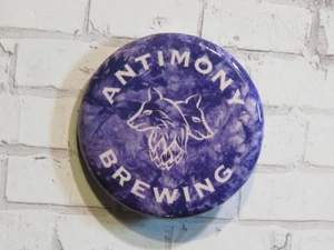 1.25" BEER BUTTON Pinback: ANTIMONY Brewing; Lenox, MASSACHUSETTS - Hop Head Fox - Picture 1 of 2