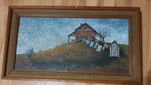 Vintage Original Ölgemälde "WASH DAY" von Evelyn Zeitler gerahmt signiert - Bild 1 von 7