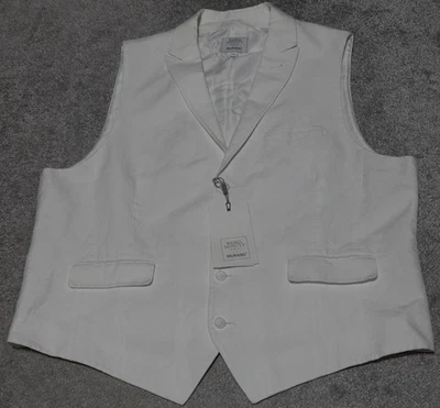 Traje Chaleco Baird McNutt Murano Para Hombre Talla XL Blanco Solapa Muesca Sin Mangas Lino Foto 1 de 4