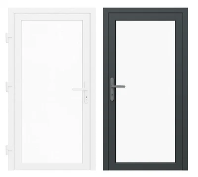 Nebeneingangstür Nebentür Schuppentür Ganzglas weiß außen Anthrazit innenöffnend - Bild 1 von 4