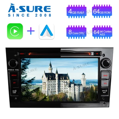 8Core 4+64GB Radio Navi Android GPS BT Navi für Opel Zafira B Corsa C D Astra H - Bild 1 von 4