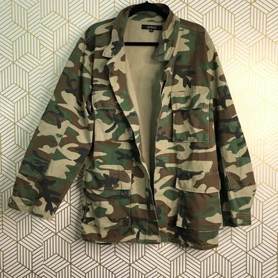 Elwood Mens Camouflage Button Front Jacket 2XL Green/Beige Cotton Blend - Image 1 of 4