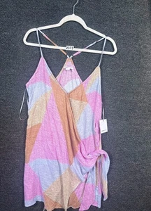 O'NEILL Marlo Woven Wrap Dress Women’s Size L Multicolored Patchwork Summer NEW - Picture 1 of 12