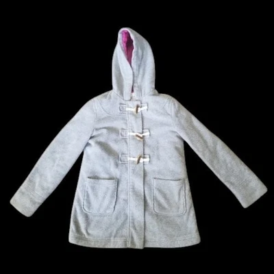 OLD NAVY Hooded Gray Fleece Quilted Lined Pea Coat Girls L Size 14-16 * - Image 1 of 4