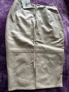 Faux Leather Seam Detail Midi Skirt 12 - New With Tags - Picture 1 of 2