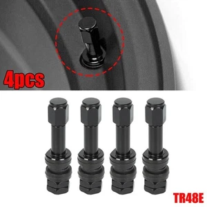 TR48E Tire Valve No Rust And Easier Installation Dust Tire Valve 4PC Black - Picture 1 of 10