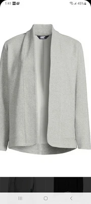 Lands' End Gris Texturizado Cárdigan Abierto Mujer 1X Plus Sudadera Deportiva Minimalí Foto 1 de 4