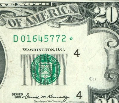 **明星 * * 20 美元 1969 年联邦储备钞票 * 纸币拍卖 — 第 1/3 张图片