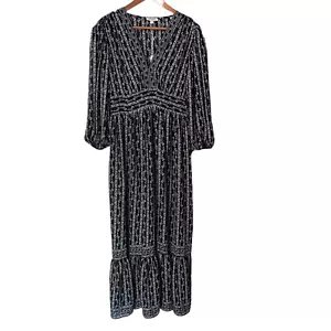 NWT Max Studio London Black Tiered Cottagecore Prairie Small Maxi Dress $158 - Picture 1 of 11