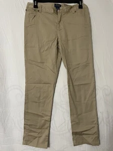 (2) Ralph Lauren  Girl's Chino Pants Size 16. Khaki-Dark Pink Pony Emblem Pocket - Picture 1 of 4