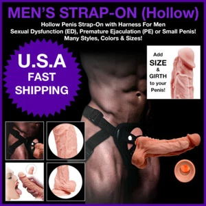 Pene Hueco Con Correa Para Hombre con Arnés Disfunción Sexual ED / Pene Pequeño - Picture 1 of 15