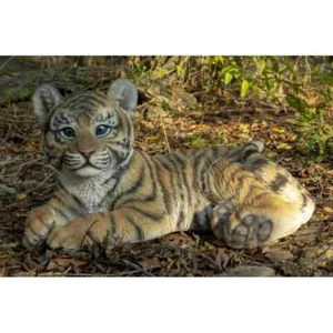 Tiger Garden Statue Baby Cub Lying Down Cottage Cabin Home Decor Yard Outdoor 21 - Picture 1 of 8
