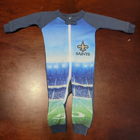 NFL Team Apparel New Orleans Saints Infant Romper One Piece Pajama Set 6 month Cover