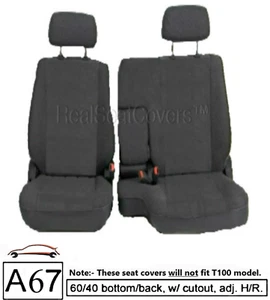 A67 DG RCab XCab Front 60/40 Split Bench Custom Exact Dark Charcoal Seat Covers - Picture 1 of 4