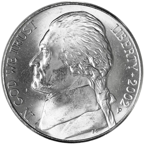 2002 P Jefferson Nickel Brilliant Uncirculated Coin Cover