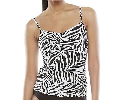 Croft & Barrow Womens Bust Enhancer Tankini Swimwear Top Zebra Animal New $40 - Image 1 of 4