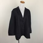 Orvis Black 100% Linen Ruching Sleeve Lined Blazer Jacket Womens Sz Large