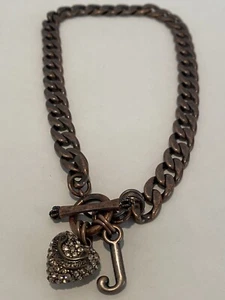 JUICY COUTURE Charm Necklace With Heart And J Bronze/Copper Color 16 Inch  - Picture 1 of 5