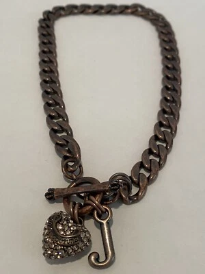 JUICY COUTURE Charm Necklace With Heart And J Bronze/Copper Color 16 Inch  - Image 1 of 4