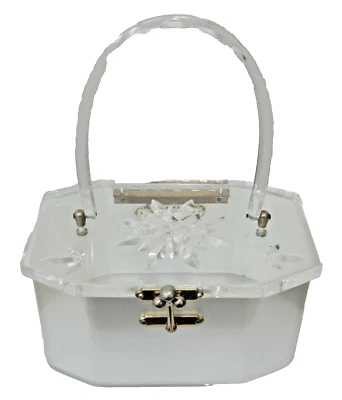 Cartera Caja Vintage Charles S Kahn Miami Lucite Blanco Perla Diseño Starburst Foto 1 de 4