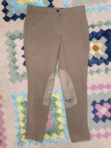 Pantalones cortos con parche de rodilla de tiro bajo acanalado TuffRider para dama - Imagen 1 de 7