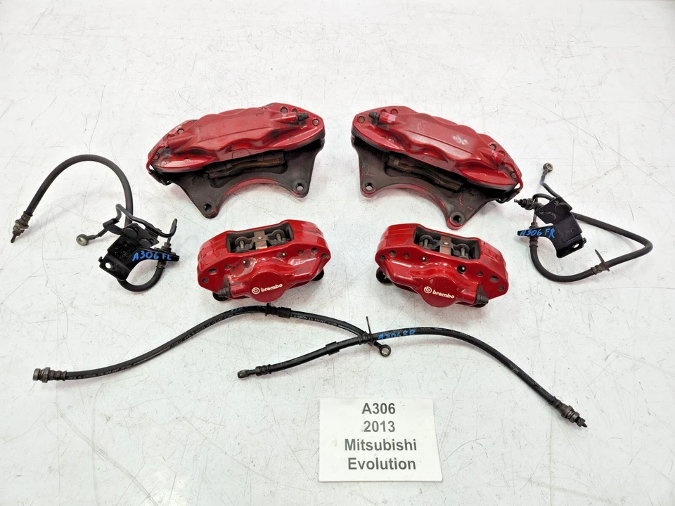 ✅08-15 Juego de pinzas de freno delanteras traseras rojas OEM Mitsubishi Evolution Foto 1 de 4