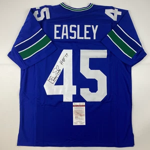 Autographed/Signed Kenny Easley HOF 17 Seattle Blue Football Jersey JSA COA - Picture 1 of 4