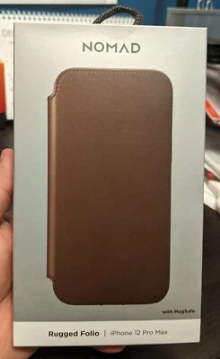 NUEVO NOMAD Rústico Marrón Cuero Resistente Folio Estuche con Magsafe para iPhone 12 Pro Max Foto 1 de 4