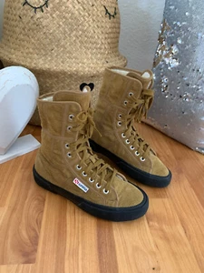 Superga Mädchen Cord Schuhe High Chucks Stiefeletten Cognac Gefüttert Gr. 35 - Bild 1 von 12