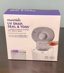 Munchkin UV Snap, Seal & Toss Diaper Pail Refill Bags, Holds 600 Diapers, 20 Cou - Picture 1 of 3