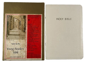 Young Readers' Bible King James Version Nelson Gold Edge White Leatherflex 113W - Picture 1 of 16