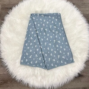Modern Moments Gerber Woodland Blue Swaddle Baby Blanket White Leaves - Picture 1 of 2