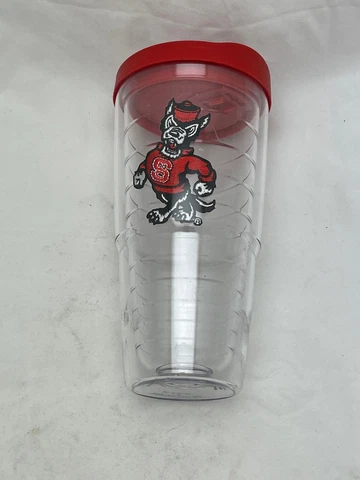 Tervis Tumbler NC State Wolfpack Patch Wolf Logo Red Lid 24oz Clear Cover