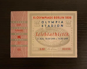 1936 Jesse Owens Olympic Debut Ticket 1st Round 100m Heat Race Brlin Olympics GD - Picture 1 of 10