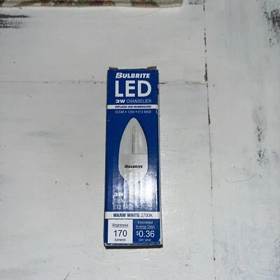 bulbrite 3w LED CHANDELIER CLEAR E12 BASE - Image 1 of 3