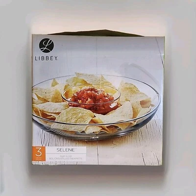 Brand New Libbey Glass Selene 3 Piece Chip & Dip Set - Image 1 of 3
